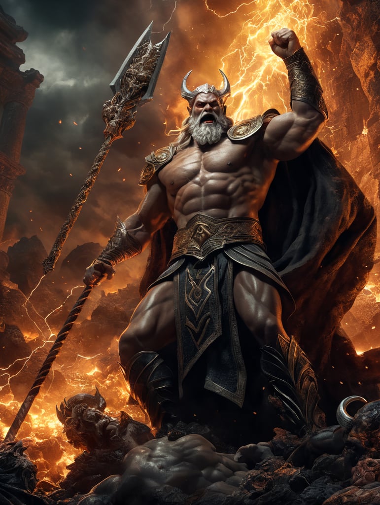 zeus the god of thunder slaying hades in hell