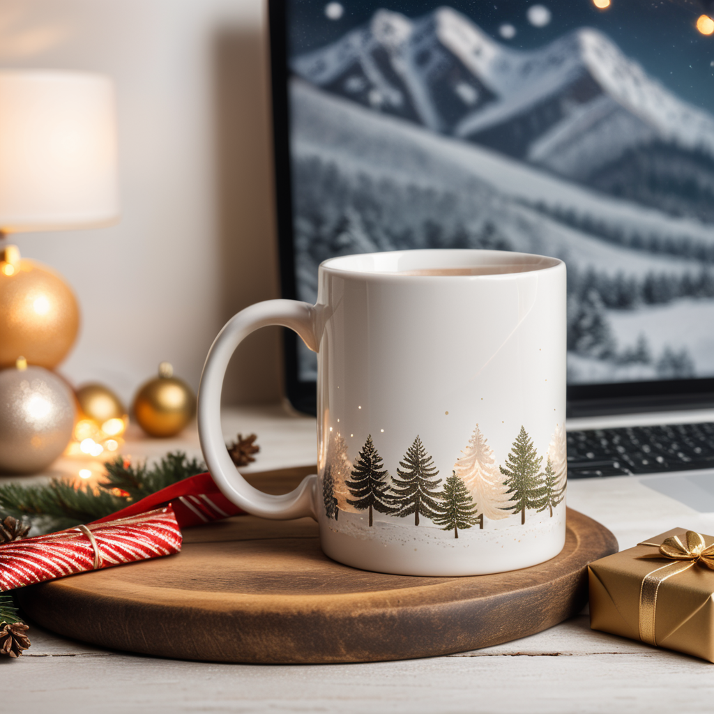 mug mockup in Christmas style