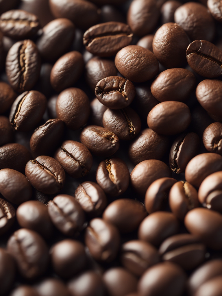 Close-up of coffee beans with a faint glow.