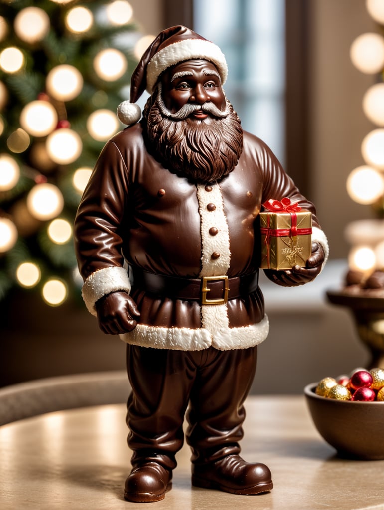 A chocolate Santa figure, made from milk chocolate