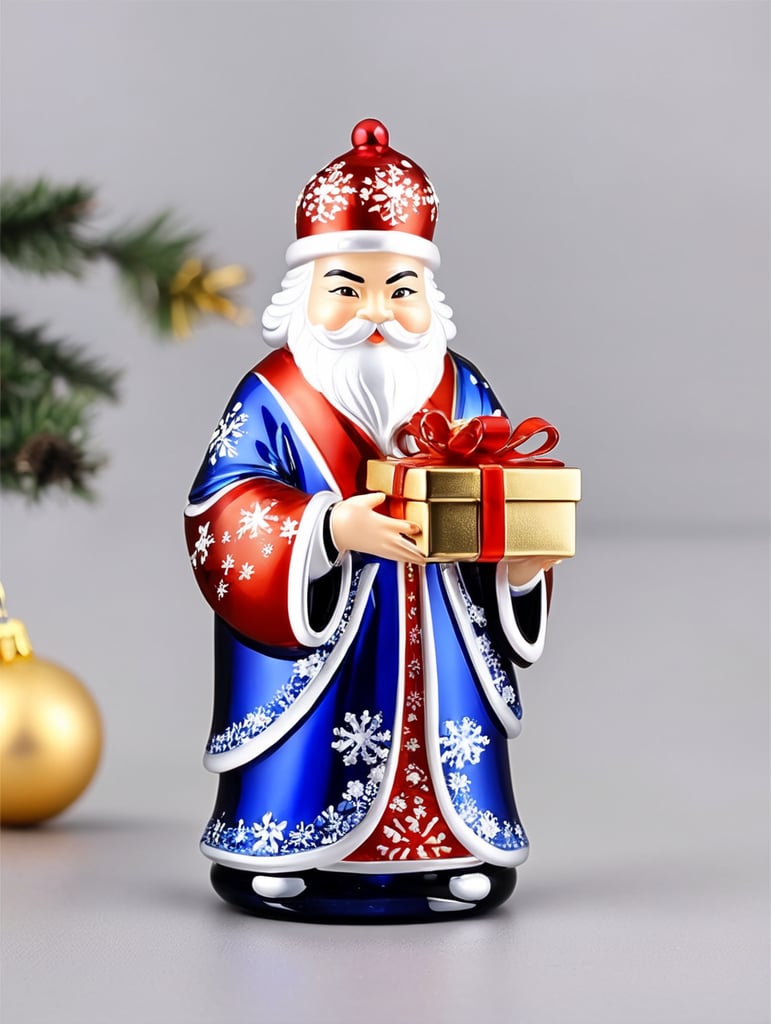 GoShogun small glass glass figure holding gift box, christmas toy for the christmas tree