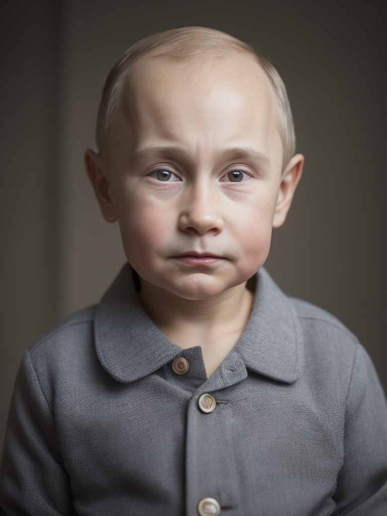 portrait of Vladimir Putin as a kid, happy