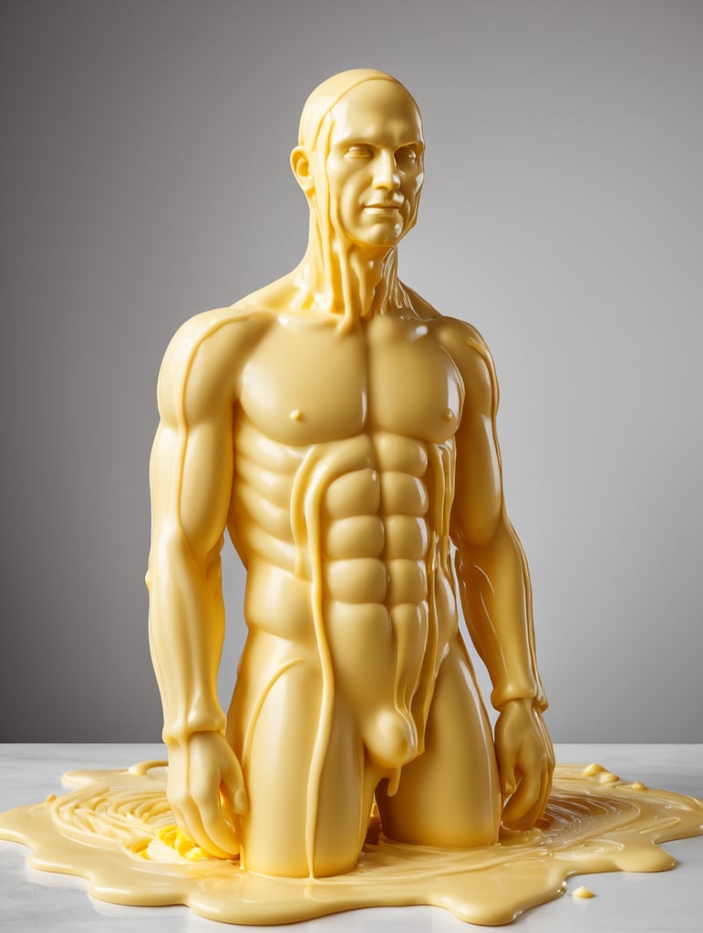 a person made of butter, melted
