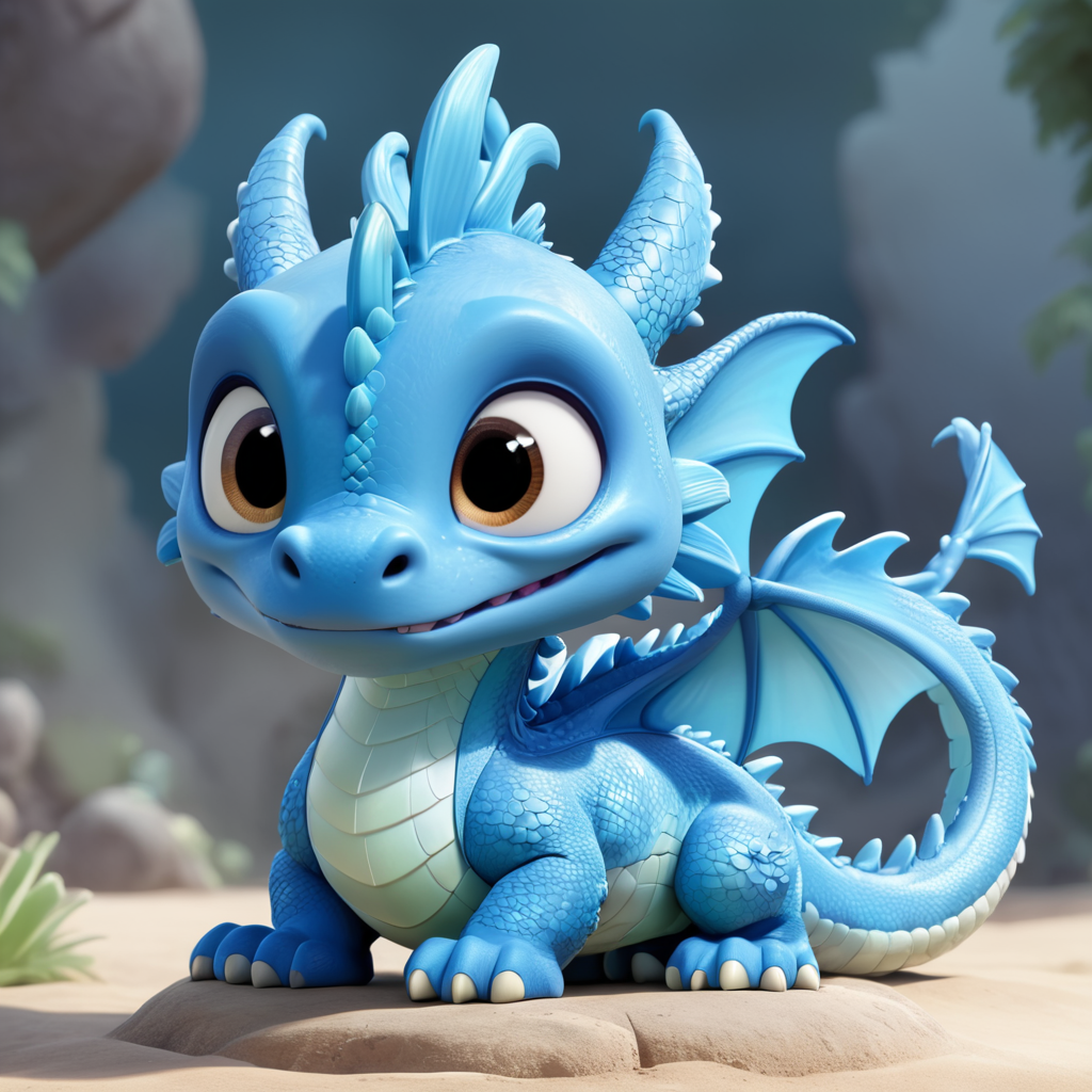 cute baby blue dragon