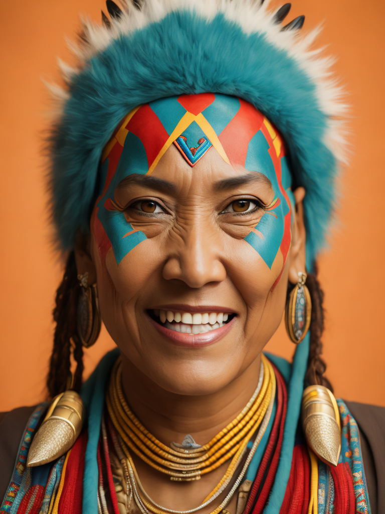native american woman 40 years old in national dress