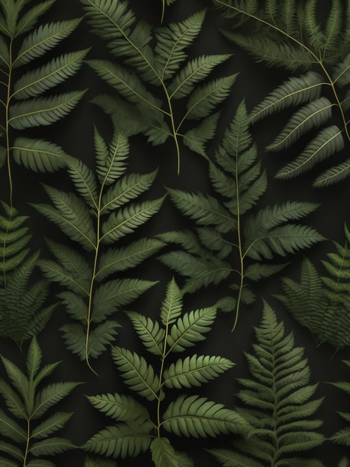 fern leafs pattern, background, top view, organic texture, seamless texture, rich colors, contrast lighting, bright colors, detailed texture, realistic photo