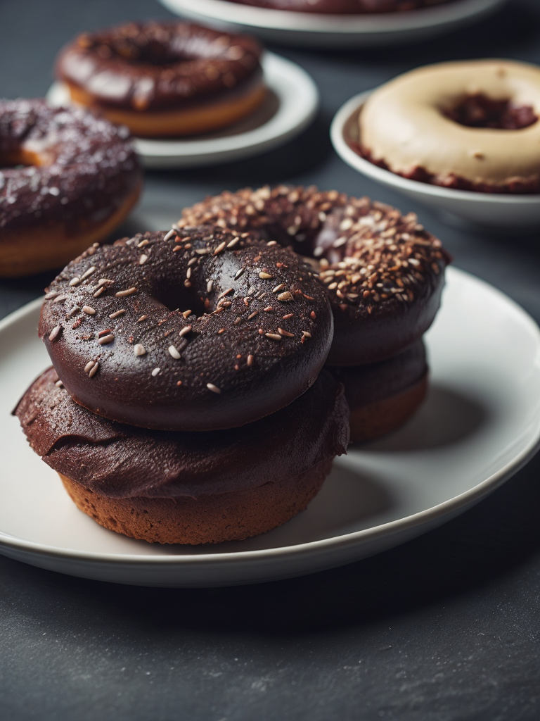 Realistic detailed chocolate sprinkled donuts on a white plate::2 food photography, photorealistic, ultra realistic, maximum detail, recipes.com, epicurious, instagram :: 8k, volumetric light, cinematic, octane render