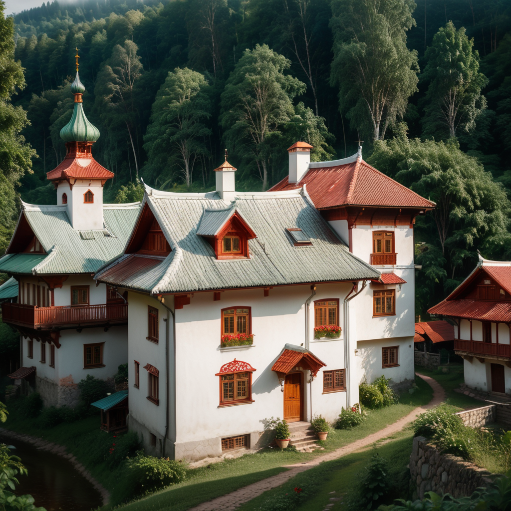 red porcelain russian village