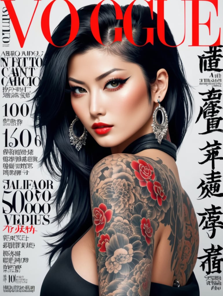 A tattoo girl yakuza on the cover of vogue