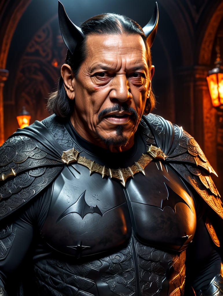 Дэнни Трехо в костюме летучей мыши на Хэллоуин