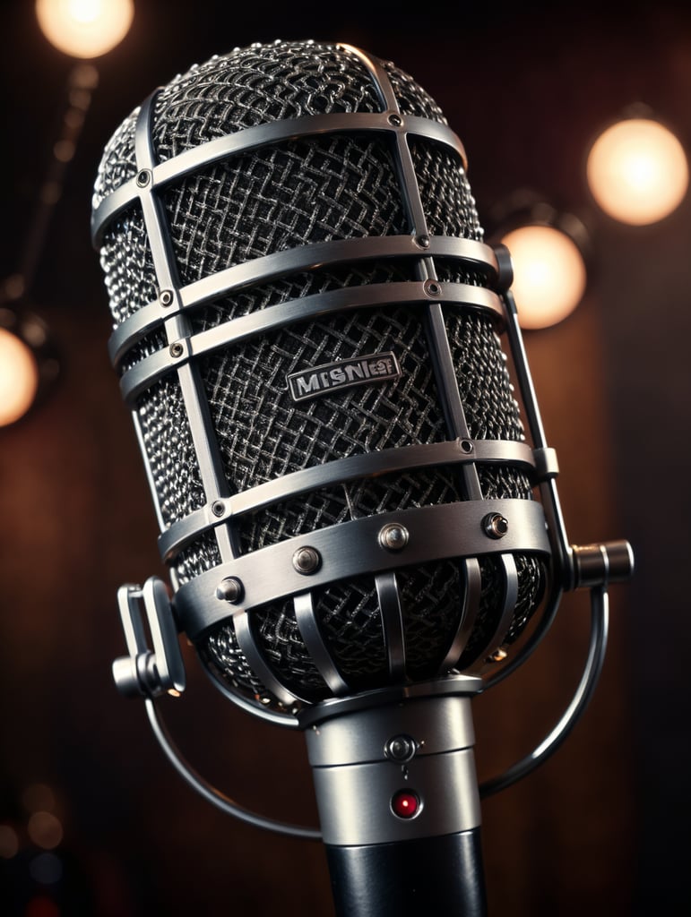 microfono vintage con cara y cuerpo de rock de los 90