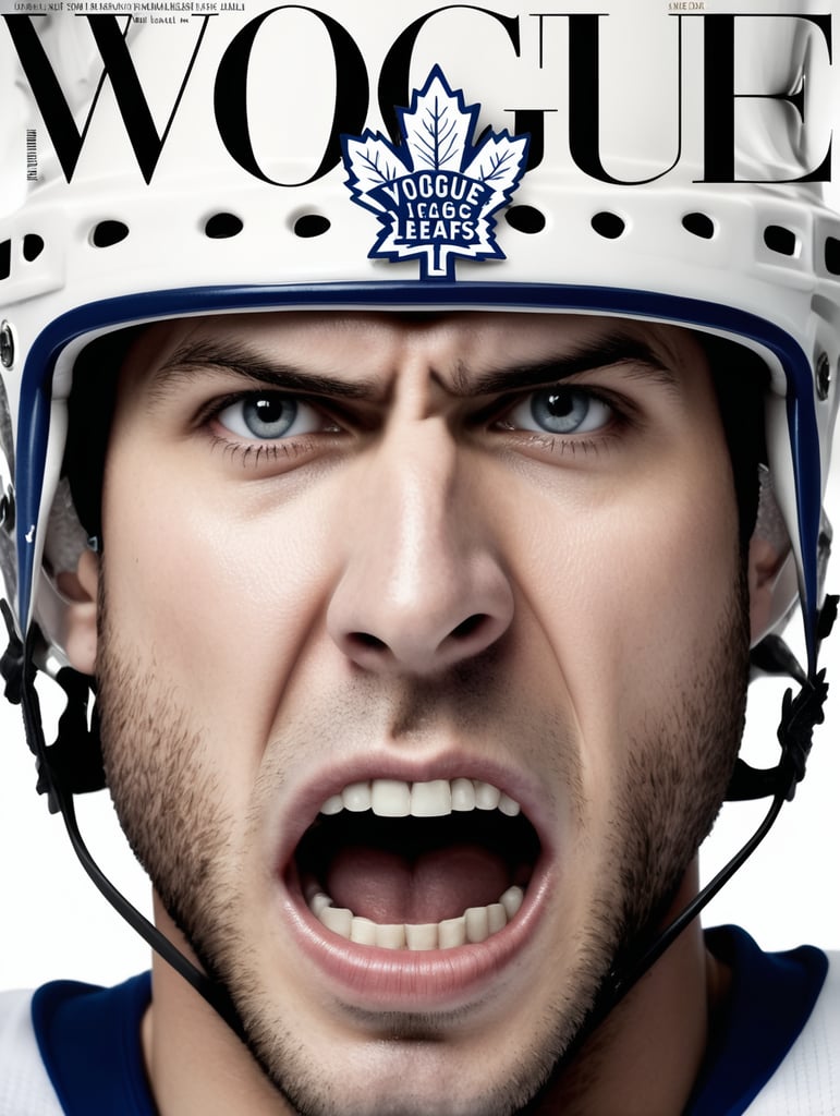 Toronto Maple Leafs Ice hockey player angry face on the cover of Vogue
