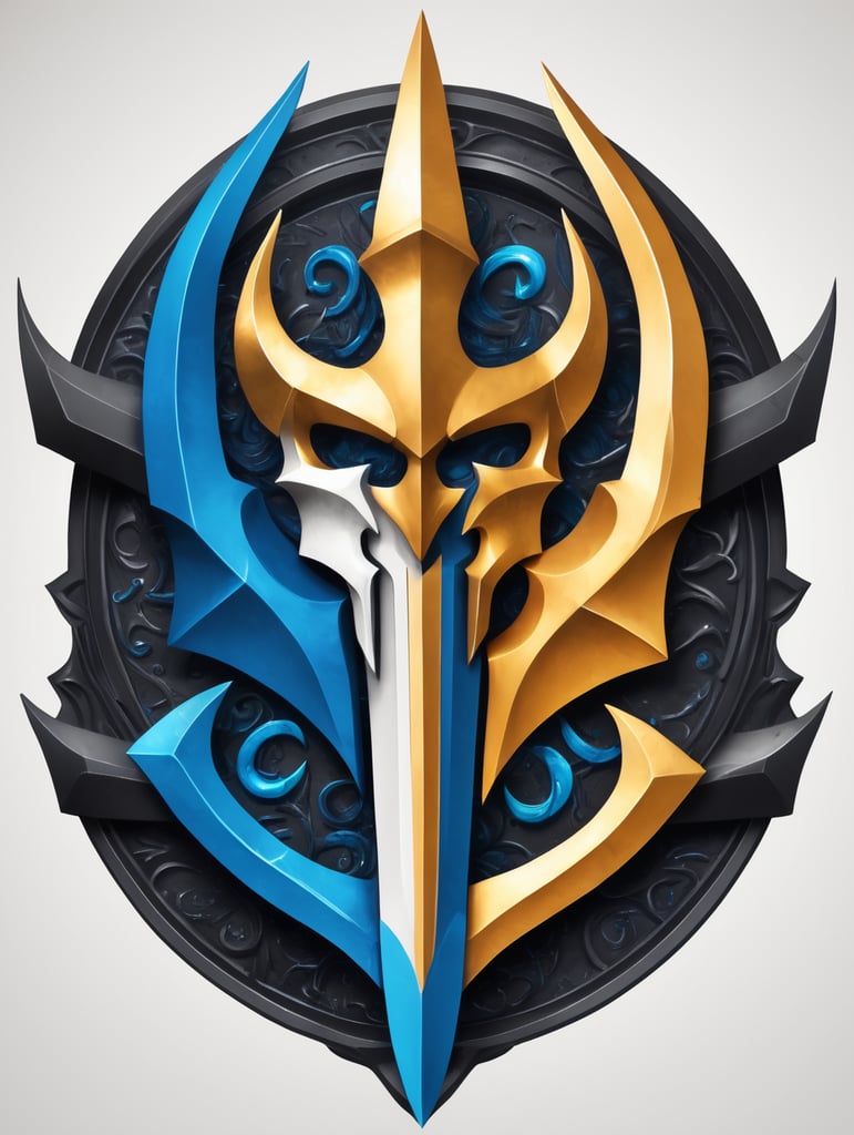 Gaming and streaming logo for BroseidonWayne. Poseidon's trident and batman symbol as the inspiration. Black white blue and gold. Shows poseidon as a frat guy.