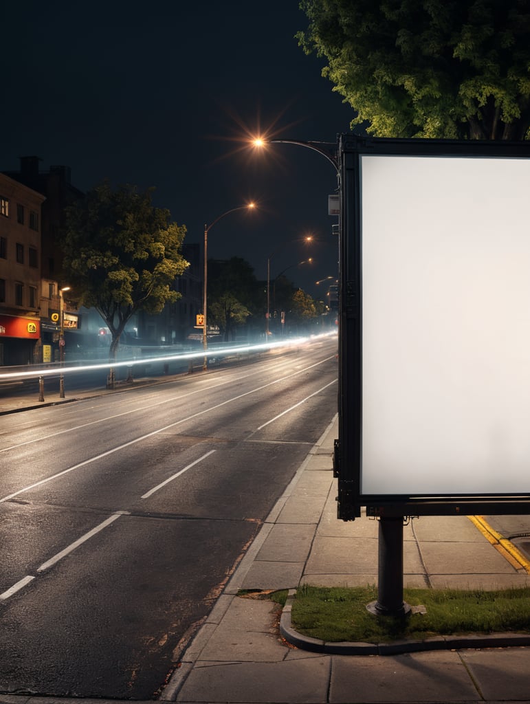 fully visible billboard at night street