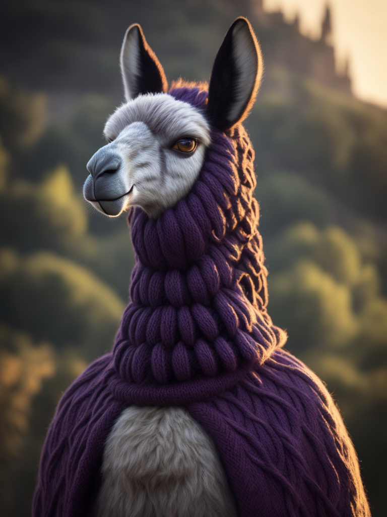 Knitted violet lama