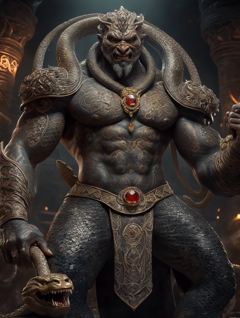 Fijian Snake God with tattoos