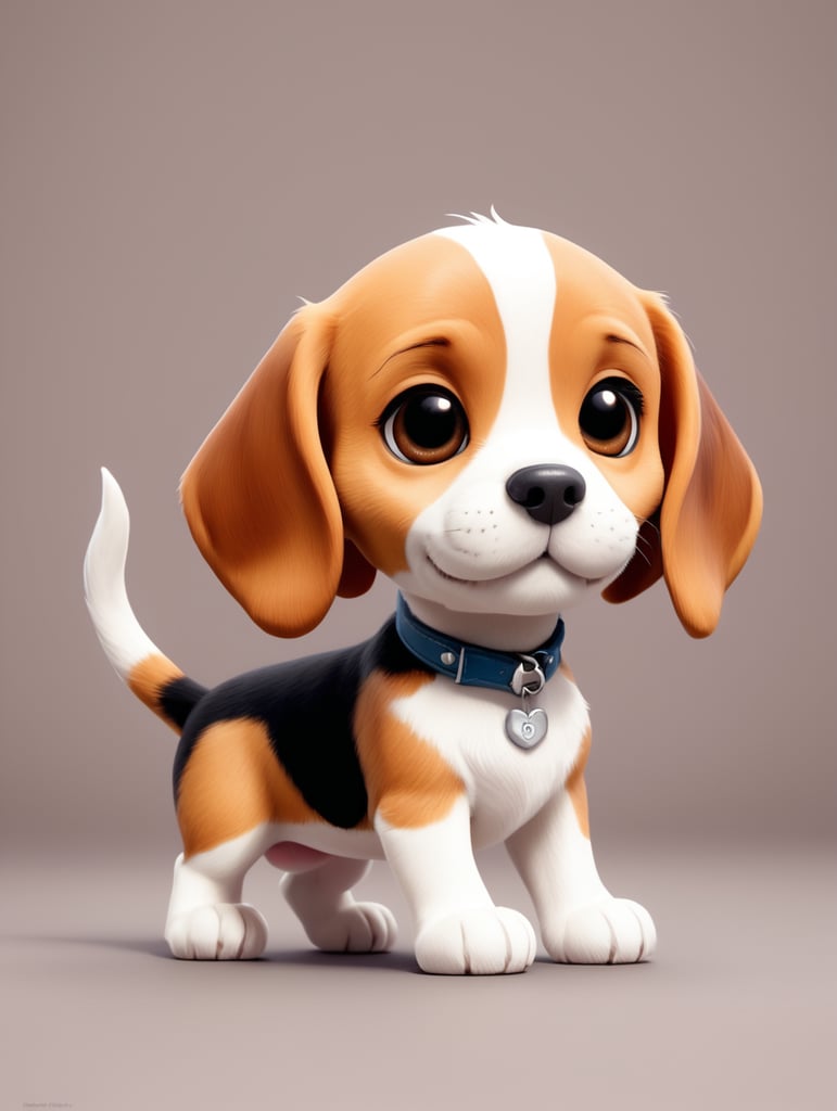 cute, beagle, full view, chibi style, disney style, cartoon style, pixar style, with background