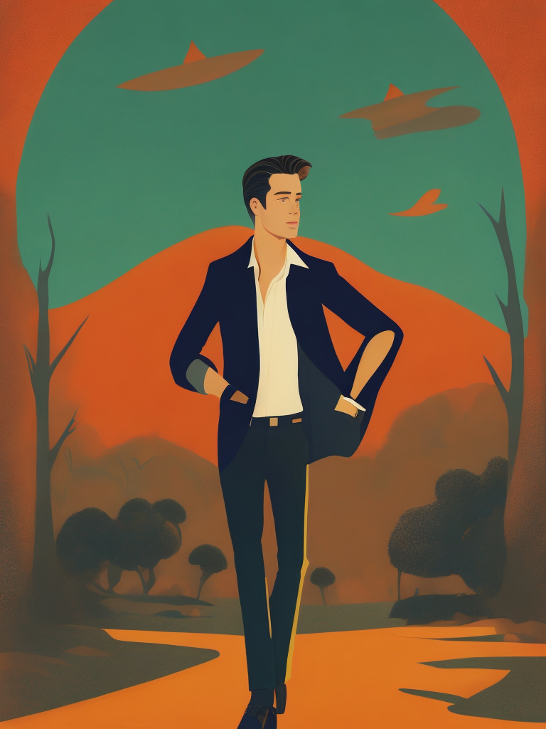 Brad Pitt, Illustration, Disney, USA, style of Mary Blair