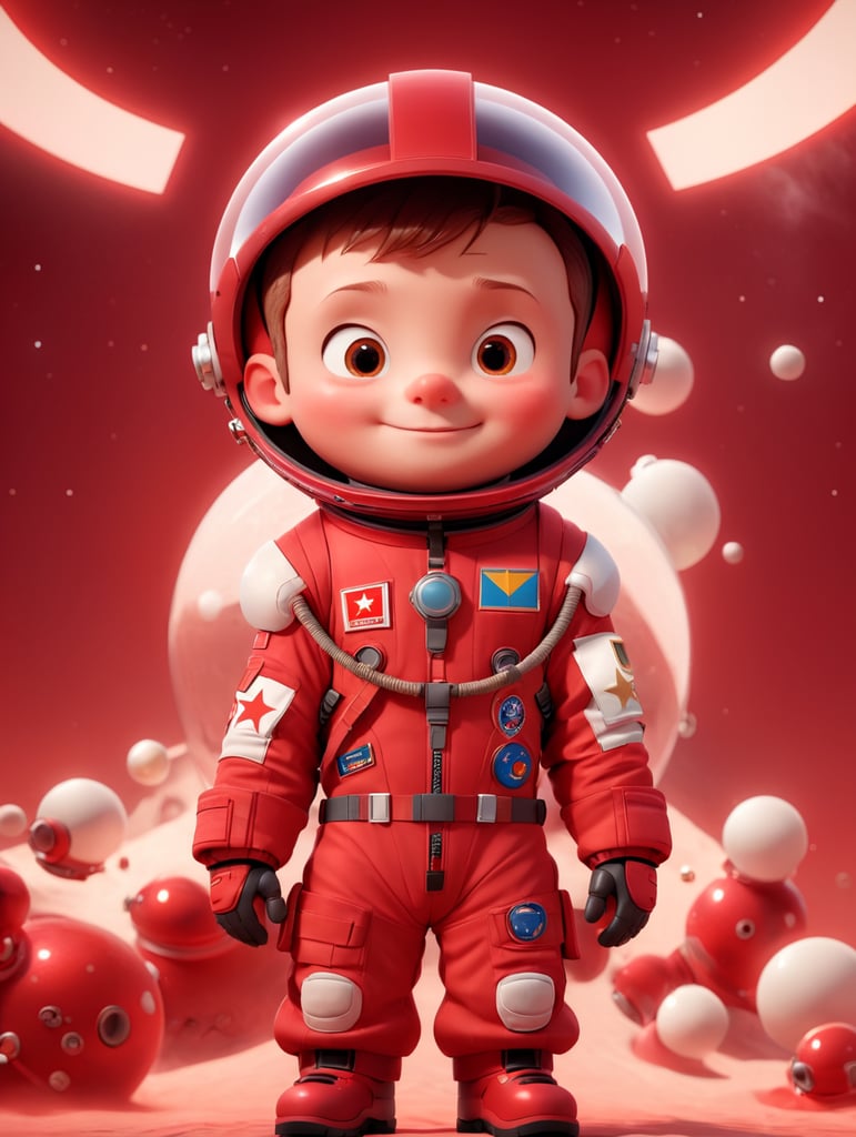 cosmonaut Yuri Alekseyevich Gagarin in a red space suit, a red space uniform