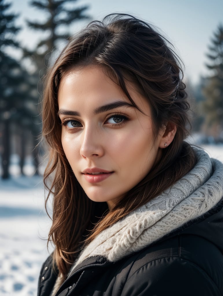 Winter woman in the snow. Beautiful girl in the winter in nature. High quality photo