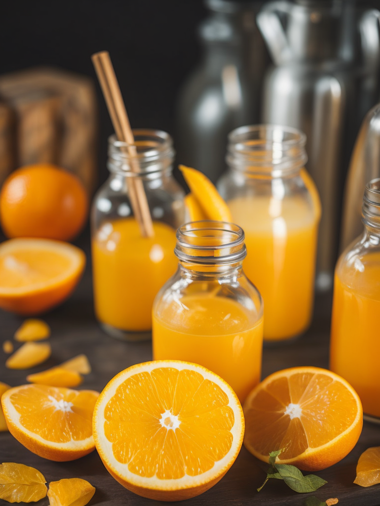 a bottles with homemade orange juices