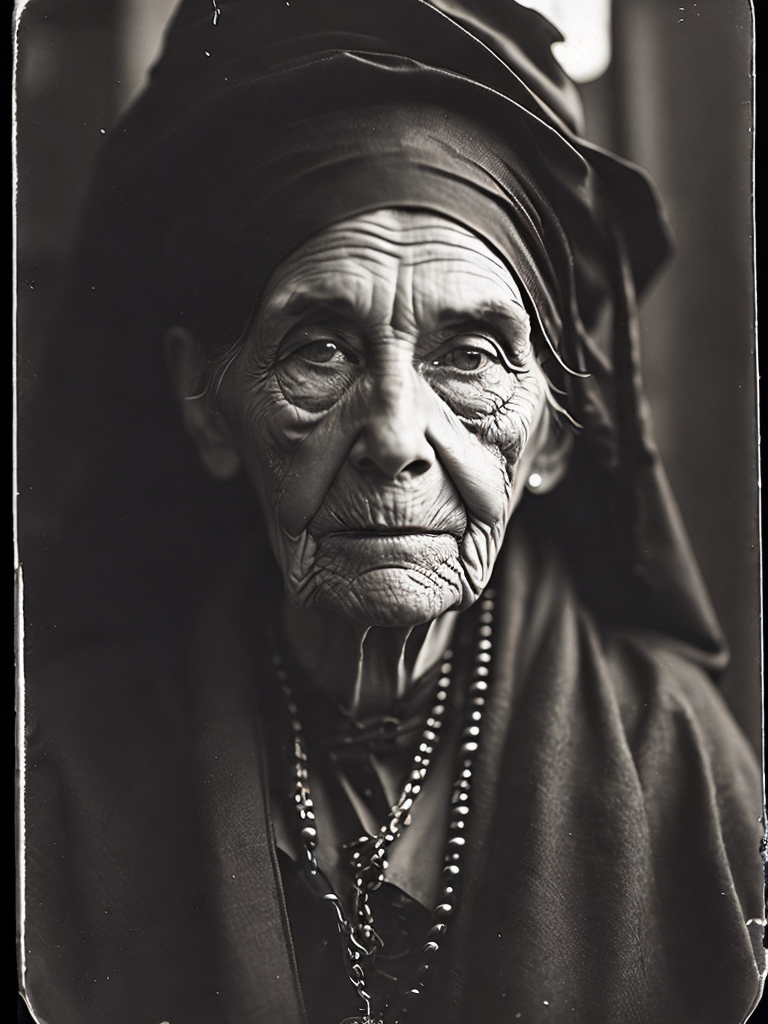 a wet plate photograph of a old witch