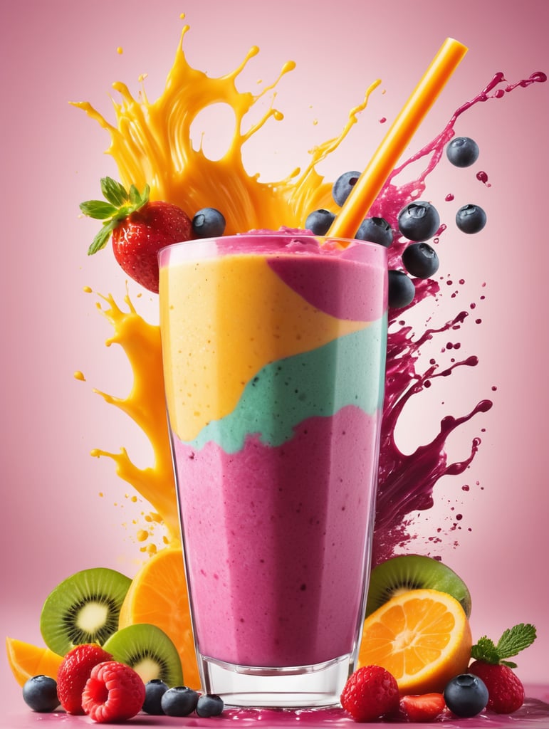 nutritious smoothie with a dynamic splash