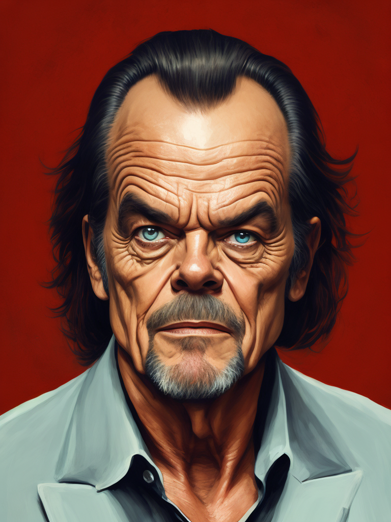 Jack Nicholson, Hero portrait, Illustration, Painting, Fantasy, Sci-Fi, Cover Art, USA , style of Vincent Di Fate