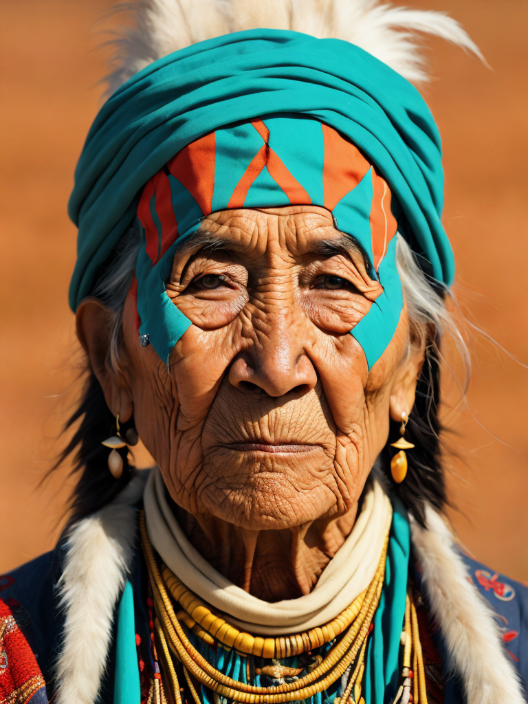 native american old woman in national dress