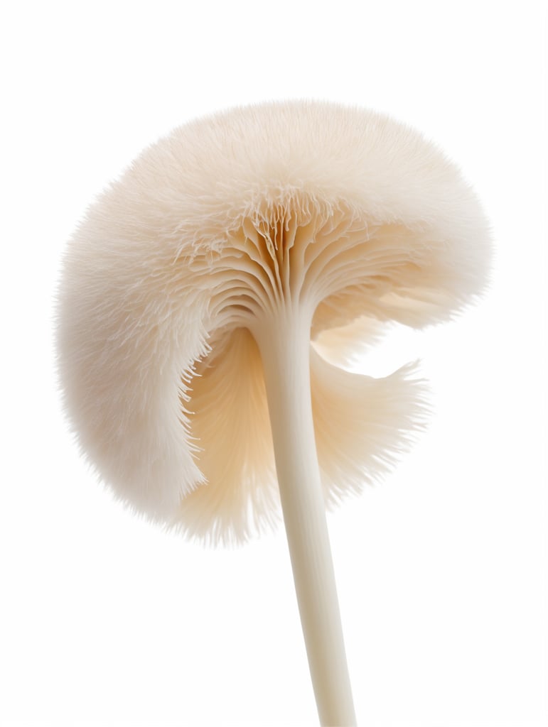 Australian lion's mane mushroom, isolated on white background, multi- design element for product packaging