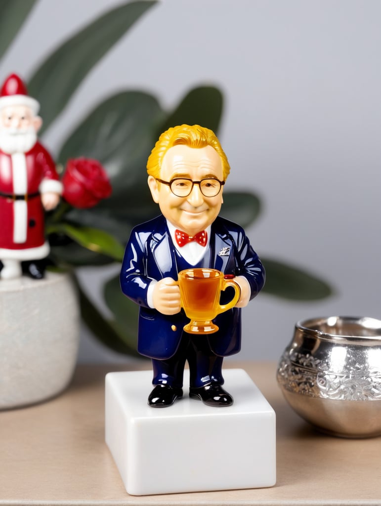 Brian Clough from the year 1979 small glass glass figure holding a cup