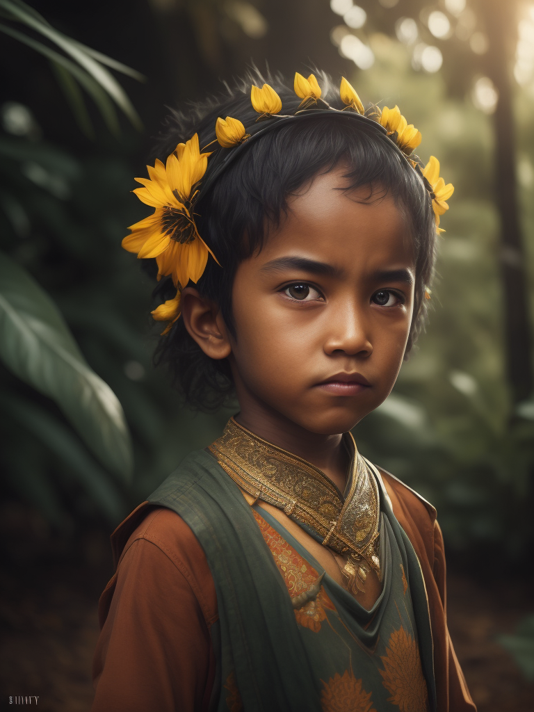 Portrait of an Malaysian muslim child, high definition, photography, cinematic, detailed character portrait, detailed and intricate environment