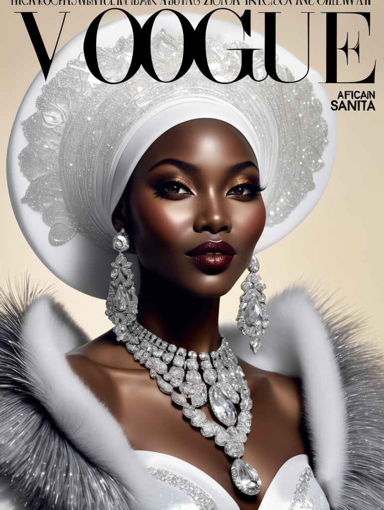 Happy New Year 2024, African Black Santa on the cover of Vogue