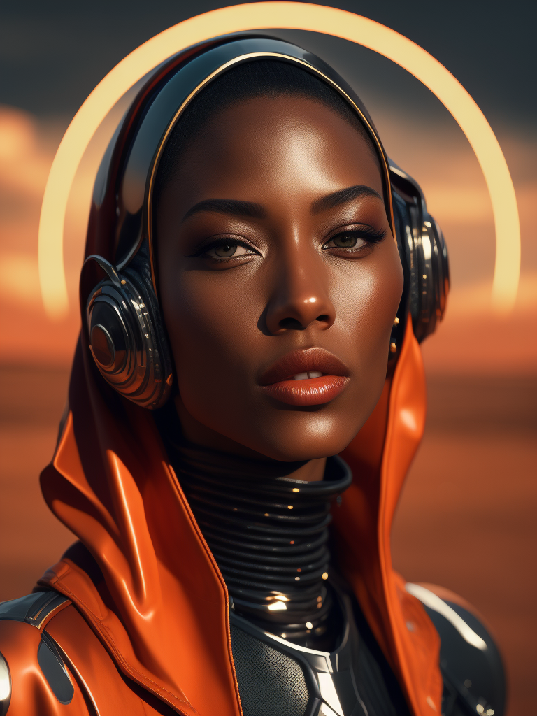 Ultra hd! realistic! helmut lang, fashion photoshoot, futuristic, beautiful face, female posing, chrome outfit, surreal landscape, photo in 90's fashion style, medium format, fuji superia 400, iso 400, surrealistic, 8k