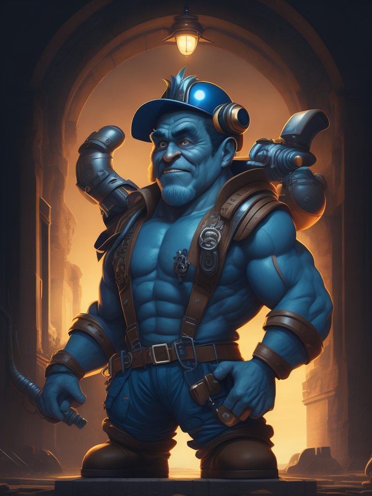we need to design a cartoon 4 character mascots, in 2d vector art named Blue Giant. This character is mainly used by electricians, plumbers, woodworkers, and gardeners. . The character needs to conform to workers' characteristics, which helps enhance users' awareness of Our brand and generates good memories.
