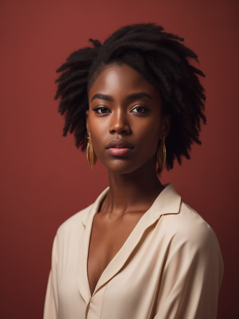 black girl on a red background