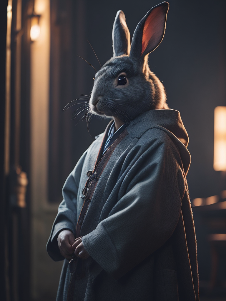 A rabbit in a chinese coat