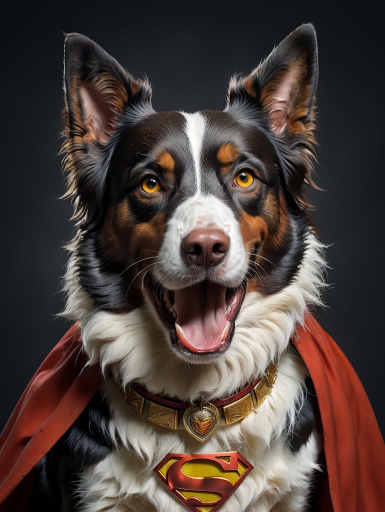 Baron brownish white border collie dog superman