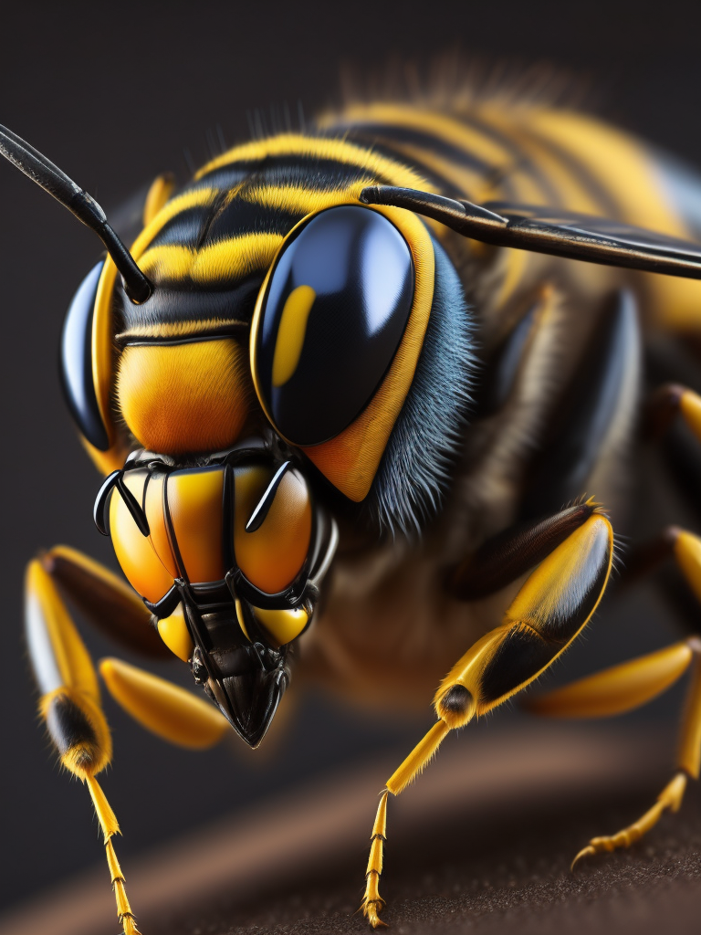 wasp macro photography, close-up, high-quality details, deep focus, professional shot