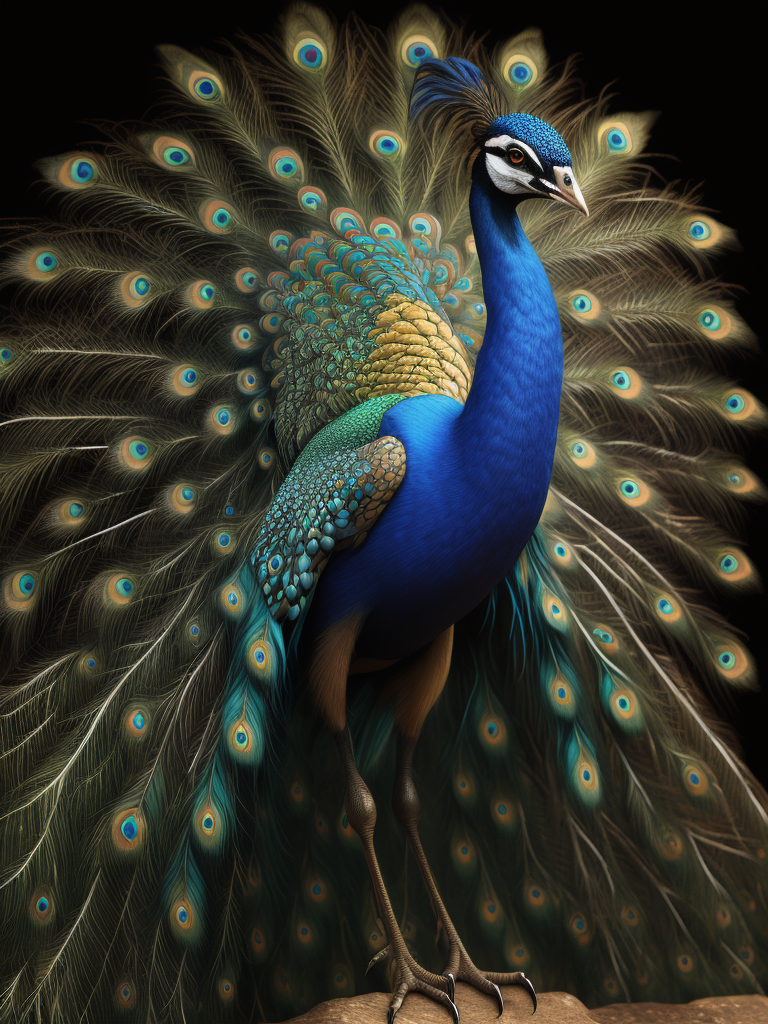 Peacock full color painting total body with tail
