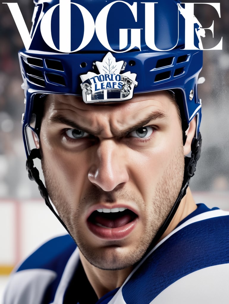 Toronto Maple Leafs Ice hockey player angry face on the cover of Vogue