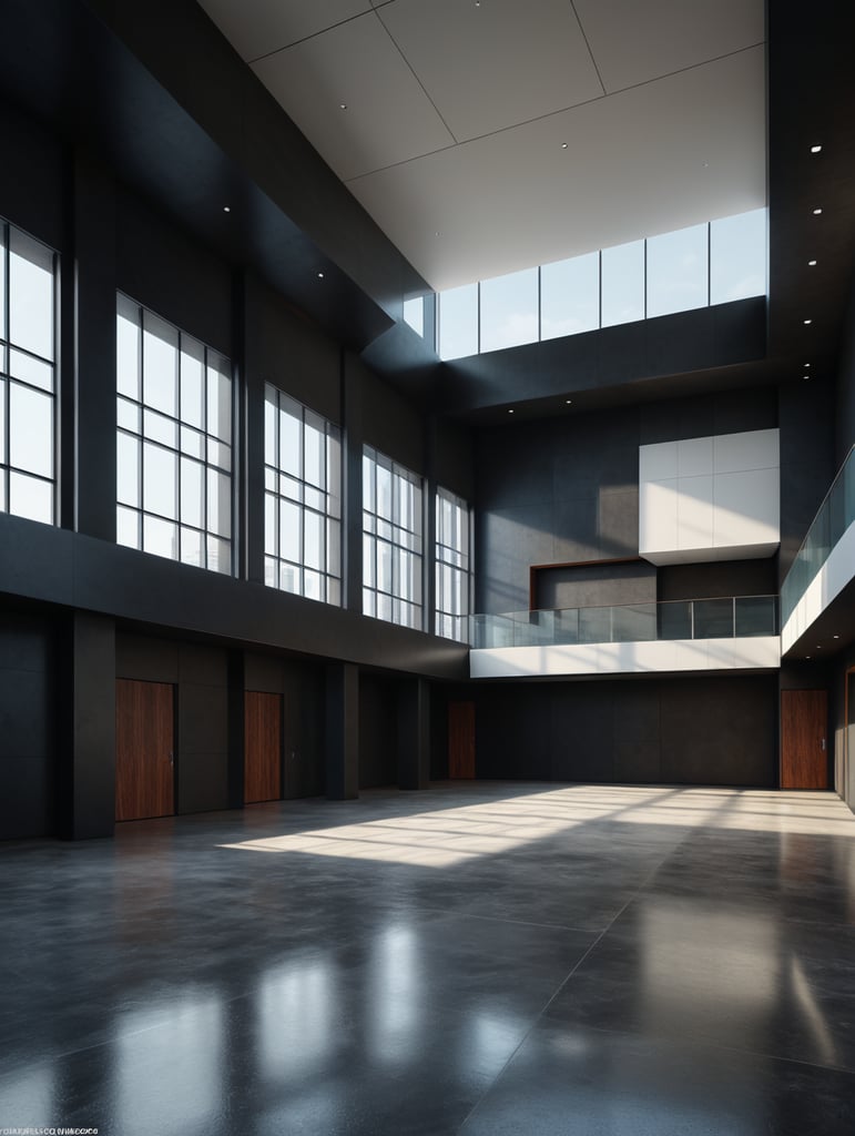 Generate a highly realistic image of a modern architecture empty in an elegant style, empty, showcasing a minimalist design. generate an empty room without any furniture