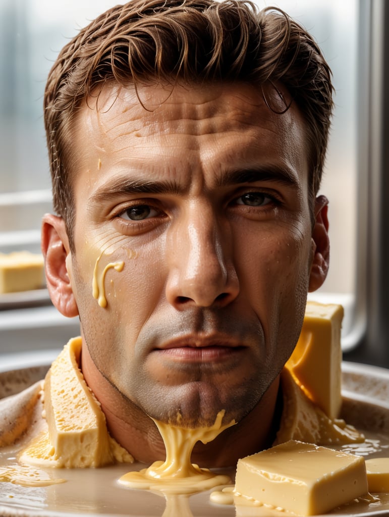 a person made of butter, melted