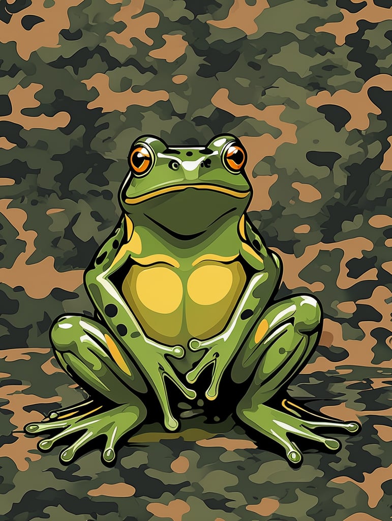 frog camouflage pattern, vector art, modern