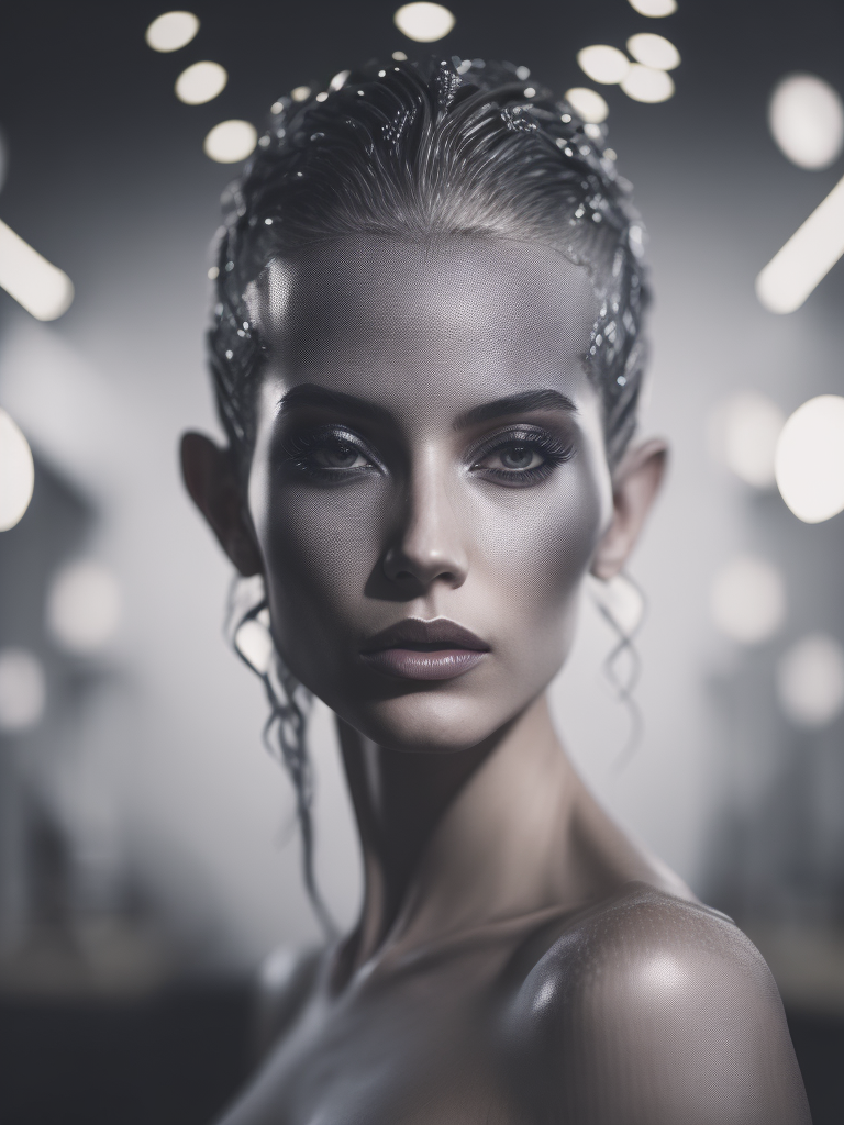 beautiful alien woman by Hajime Sorayama, Hedi Xandt