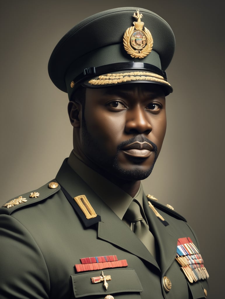 create an image of deyemi okanlawon in military uniform