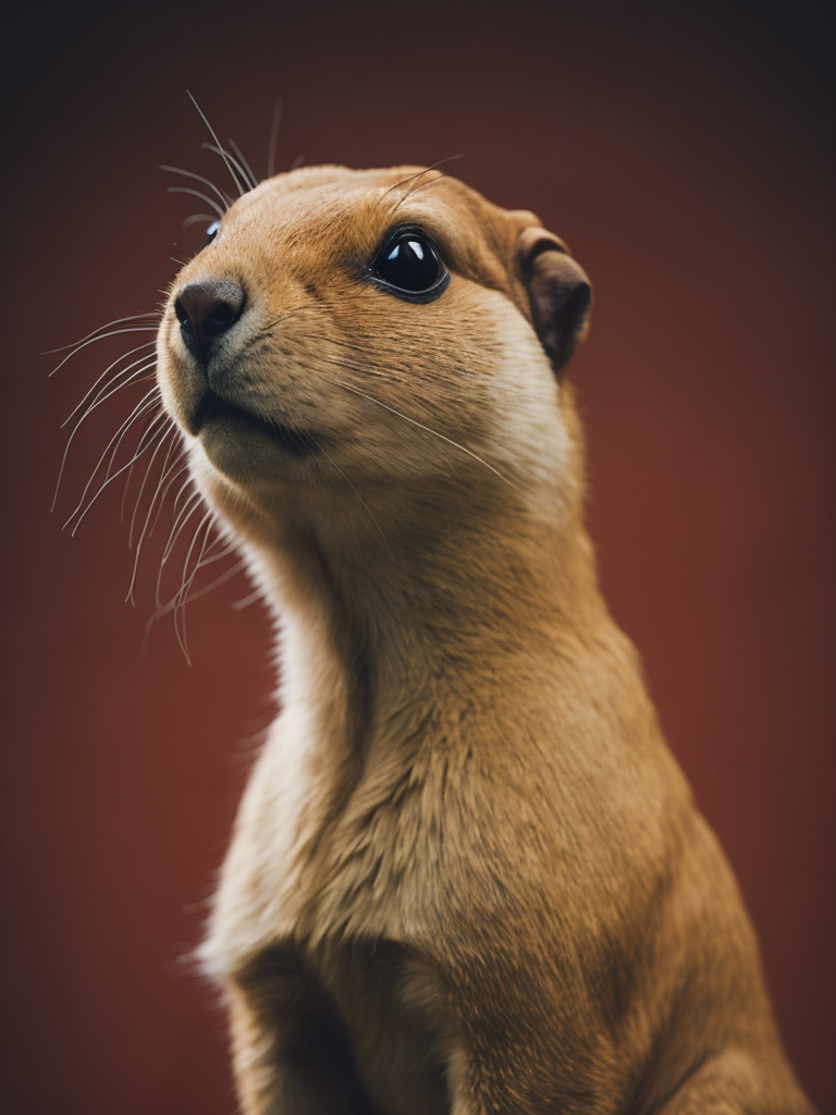 Prairie dog, portrait, simple background, red background, fat prairie dog, cute, animal, from side