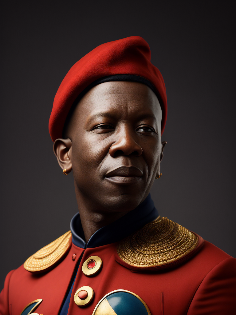 Julius Malema wearing a circus clown outfit with clown make up with a red beret on top of his head