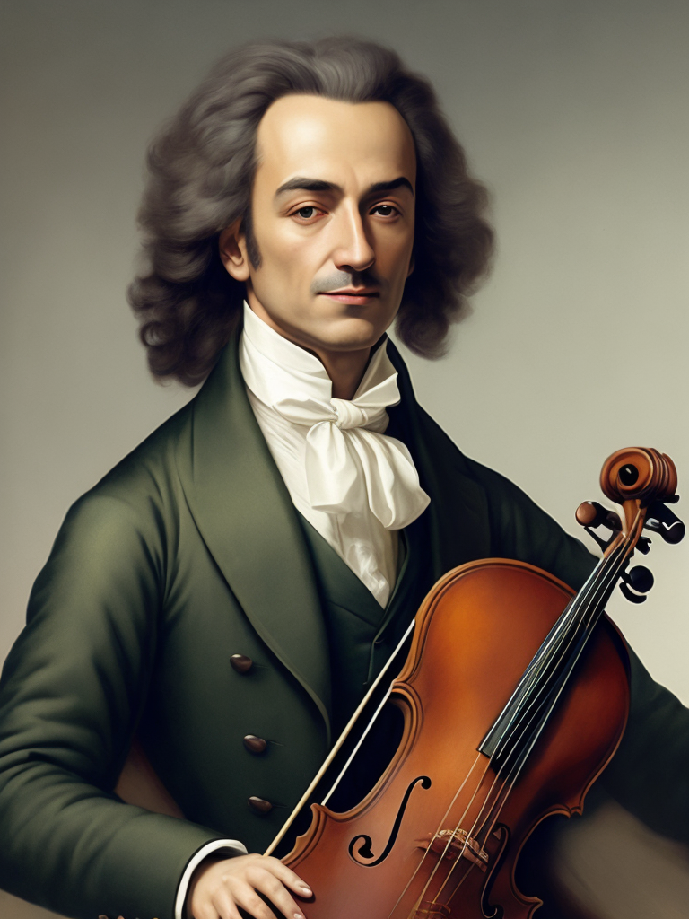 Antonio Lucio Vivaldi with a violin, in a 18th century green suit, Detailed image, detailed face,