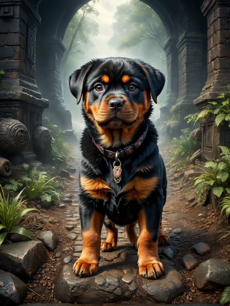 Premium Free ai Images | puppy rottweiler on an adventure